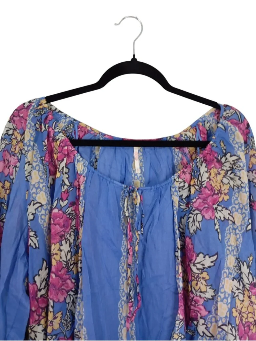 Free People Floral Boho Blouse Womens S 100% Cotton Lightweight & Flowing Design - Picture 4 of 11